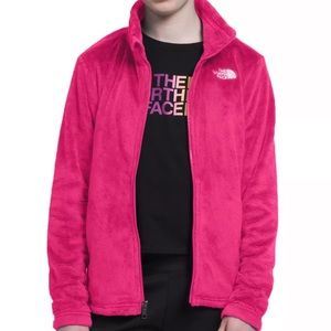 NWT Pink North Face High Fleece Zip Up Jacket, logo on chest and back shoulder